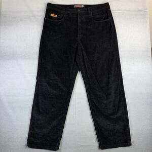 Empyre Corduroy Pants Mens 36 (40x30) Black Loose Fit Skater Streetwear Baggy